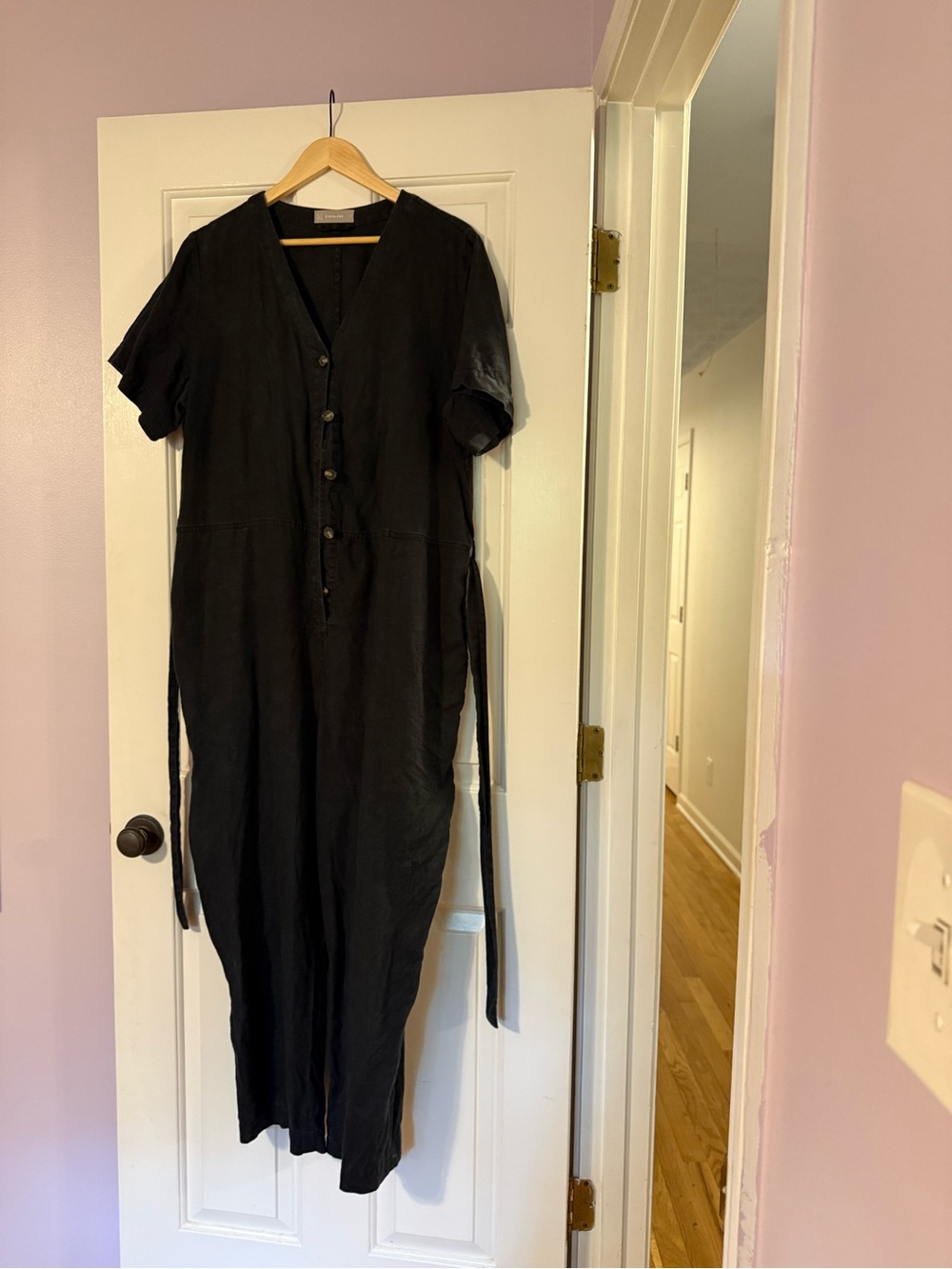 Everlane Women's Black Button-Front Jumpsuit